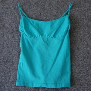 Bebe Teal Cami Tank Top Sleeveless‎ Ribbed Medium/Large Made in USA